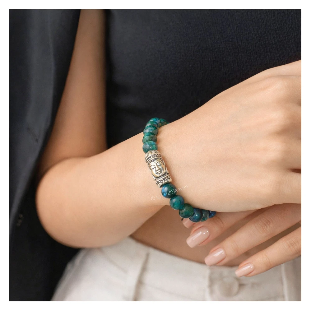 Chrysocolla Lapis Lazuli with Buddha Bracelet (Elastic)