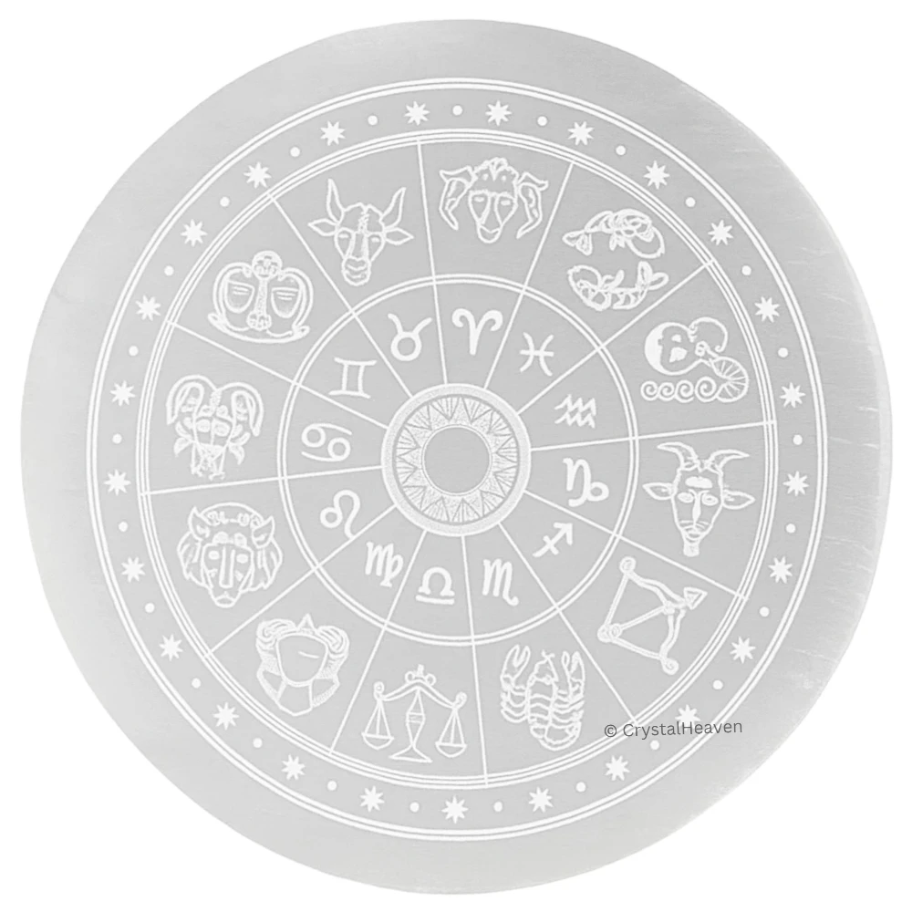 Selenite Charging Plate - Zodiac Sign (3 Inch)