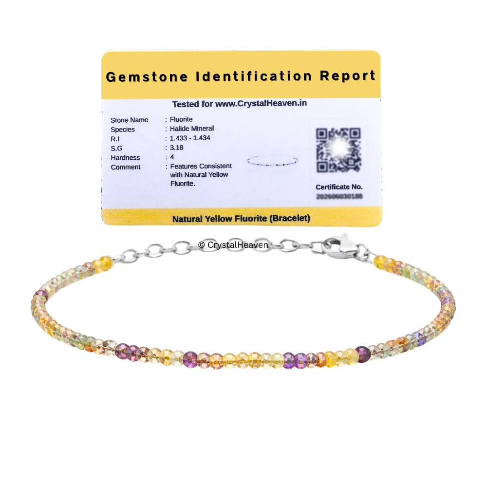 Yellow Fluorite Bracelets - 2mm Faceted Beads (Silver)
