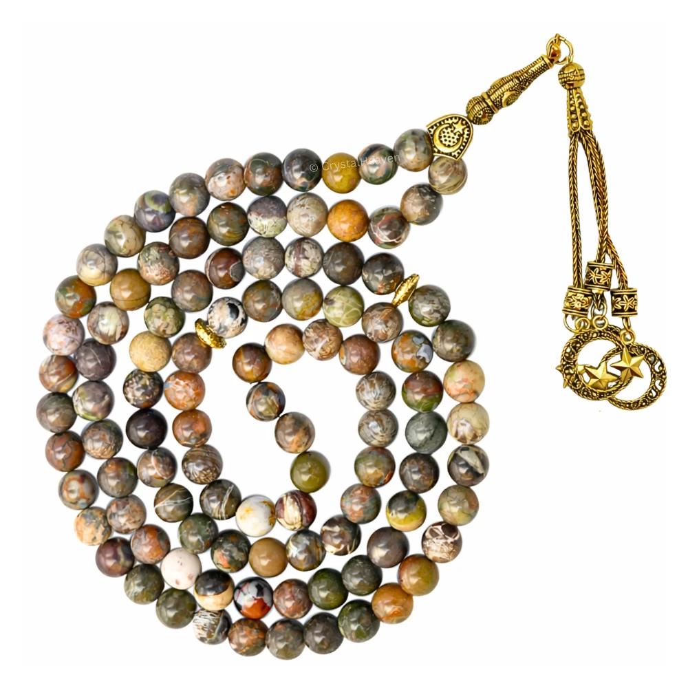 Brown Opal Crystal Tasbih (Gold)
