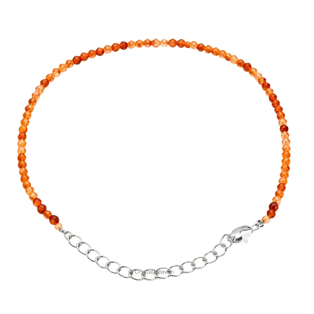 Orange Rutilated Quartz Bracelets - 2mm Faceted Beads (Silver)