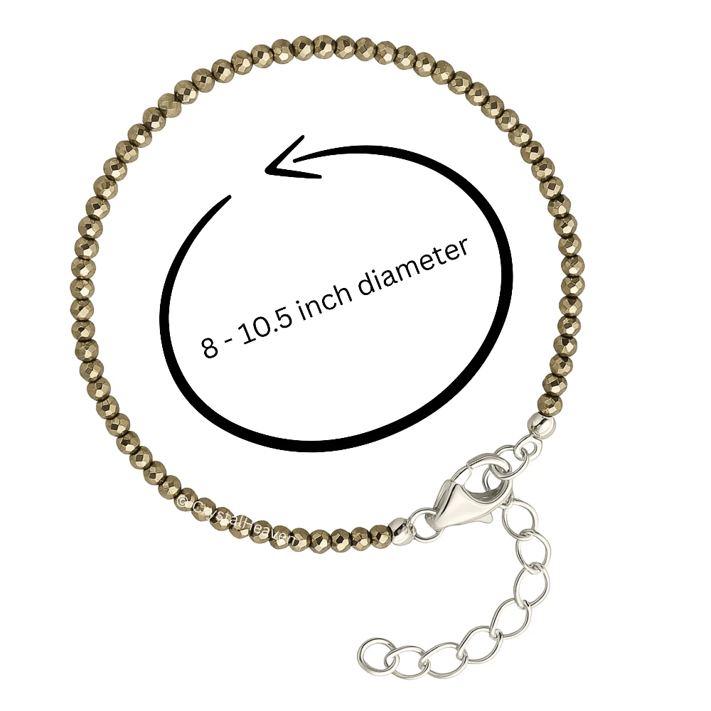 Pyrite Anklet - 2mm Faceted Bead (Silver)
