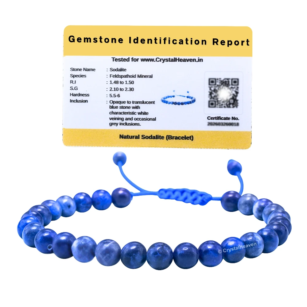 Sodalite Healing Crystal Bracelets - 6mm Beads (Adjustable)