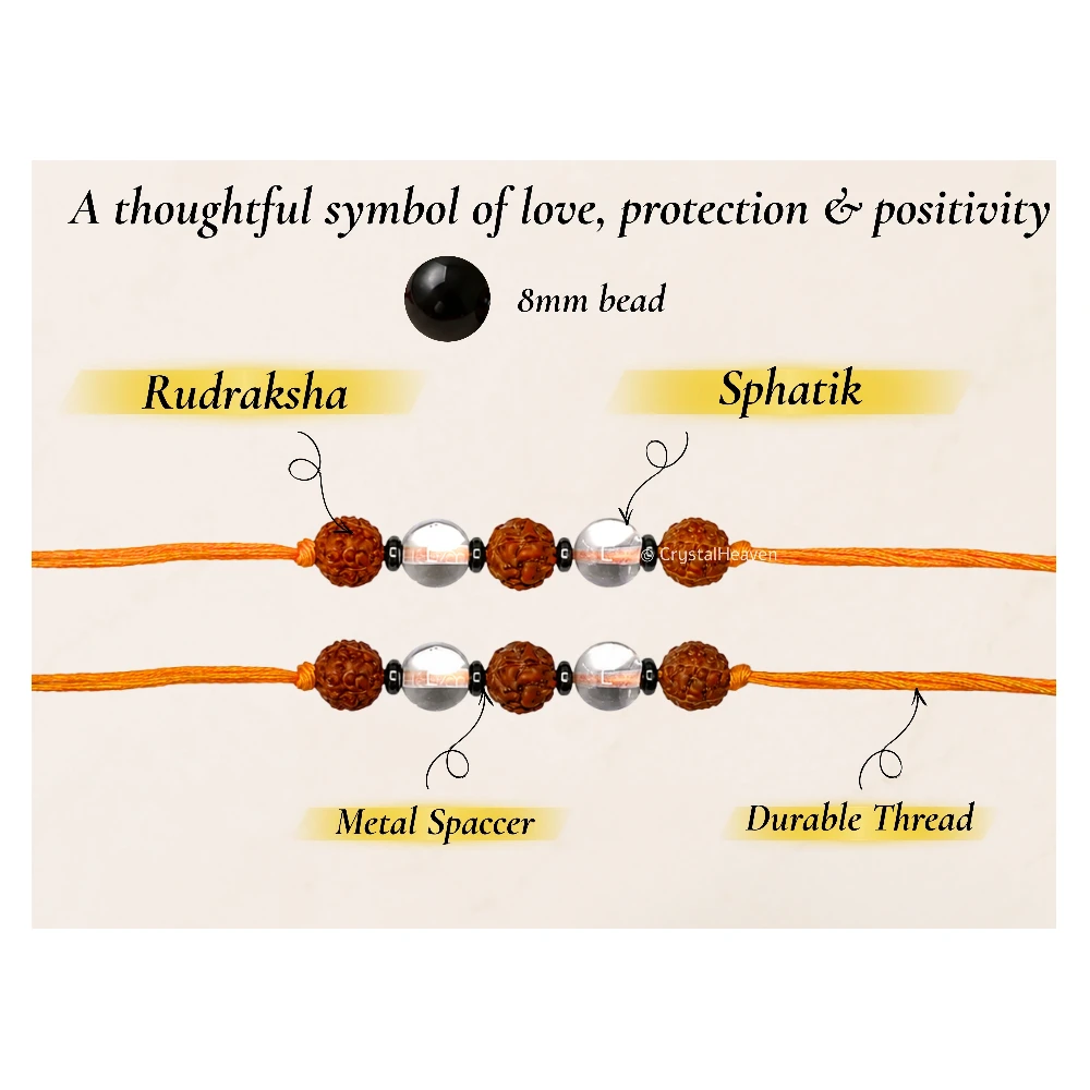 Rudraksha and Sphatik Rakhi for Brother (Set of 10)
