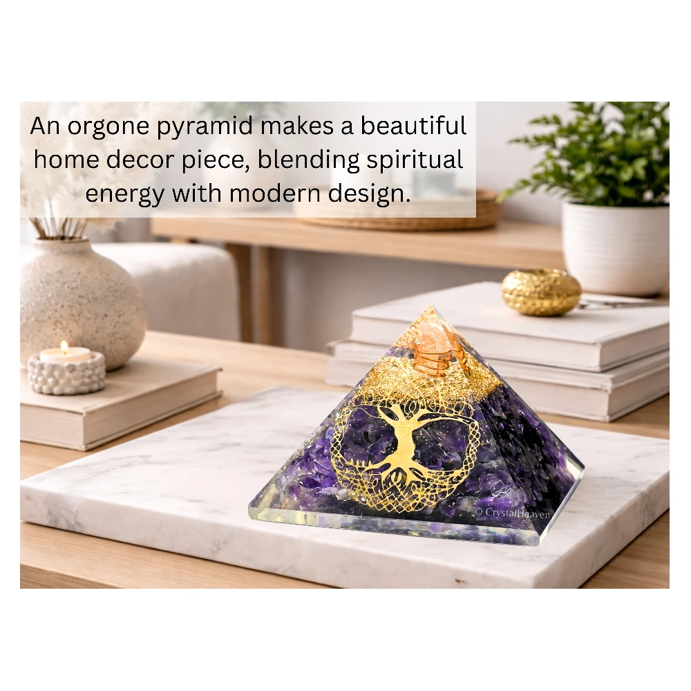Amethyst Orgone Pyramid (Tree Of Life)