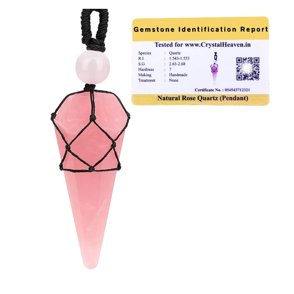 Rose Quartz Pendulum Pendant Necklace (Macrame)