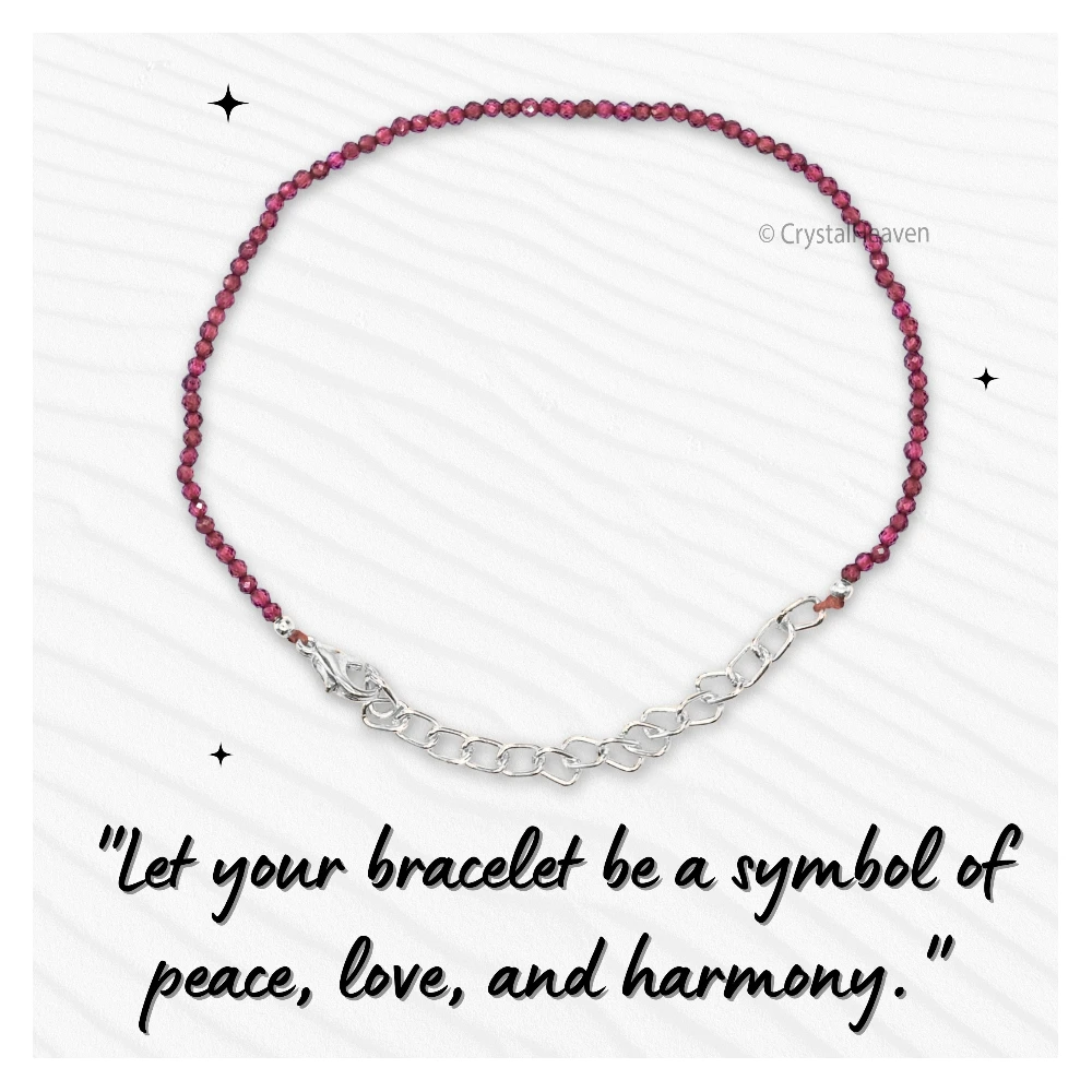 Red Garnet Bracelets - 2mm Faceted Beads (Silver)