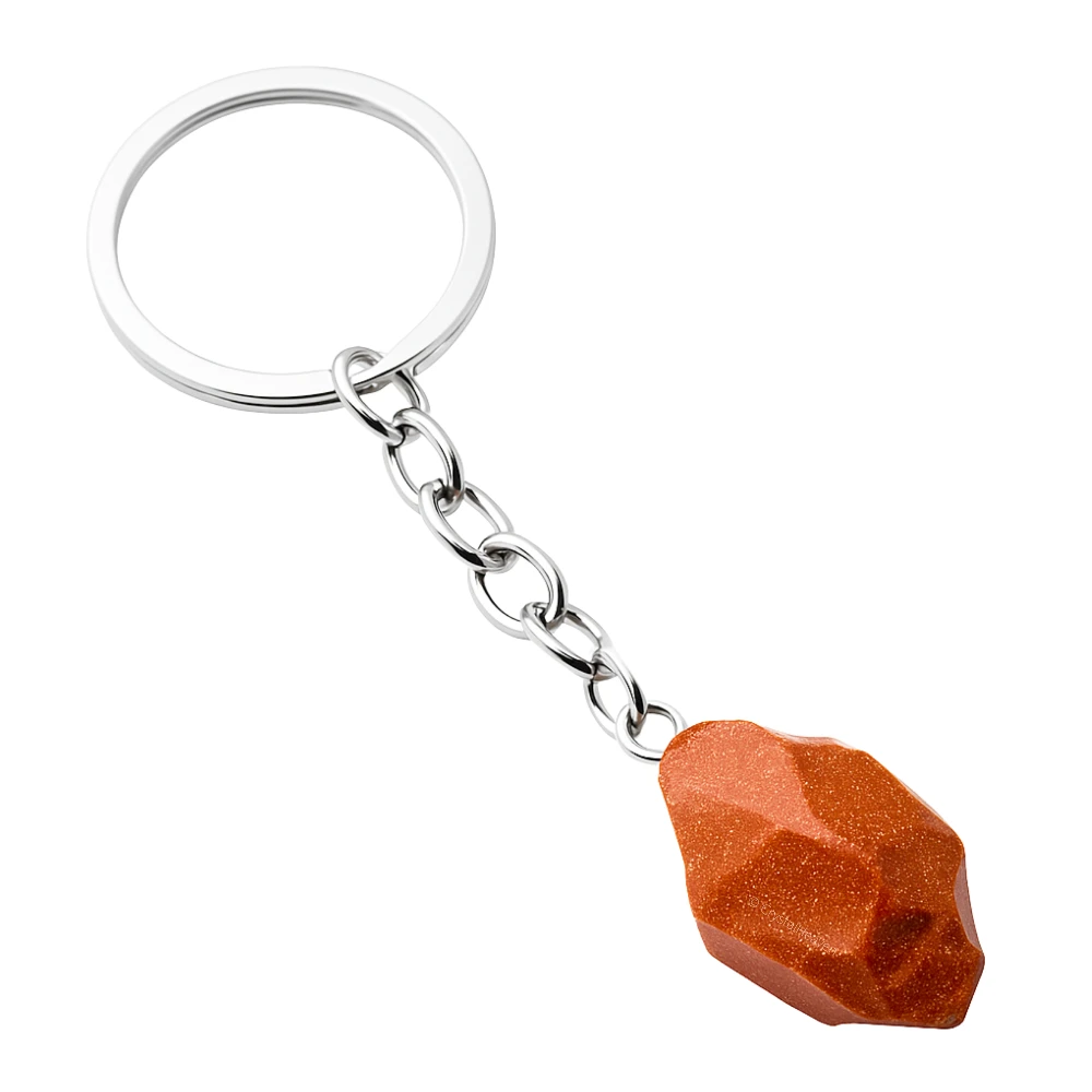Red Goldstone Crystal Keychain (Raw)