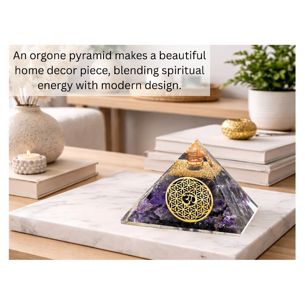 Amethyst Orgone Pyramid (OM Flower Of Life)