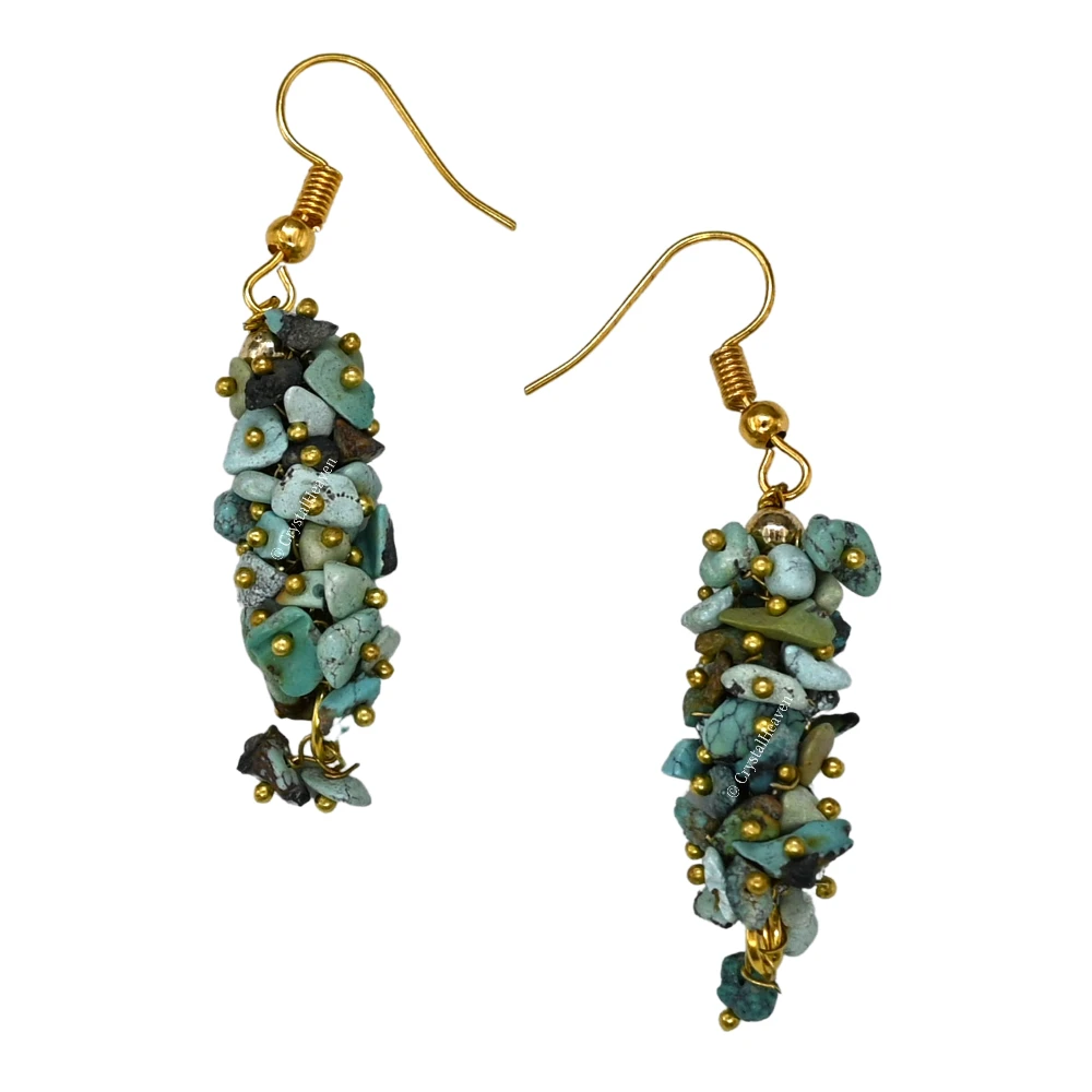 Larimar Crystal Earring (Gold)