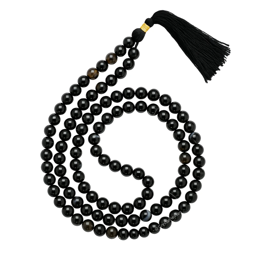 Black Sulemani Hakik Japa Mala (Without Knot)