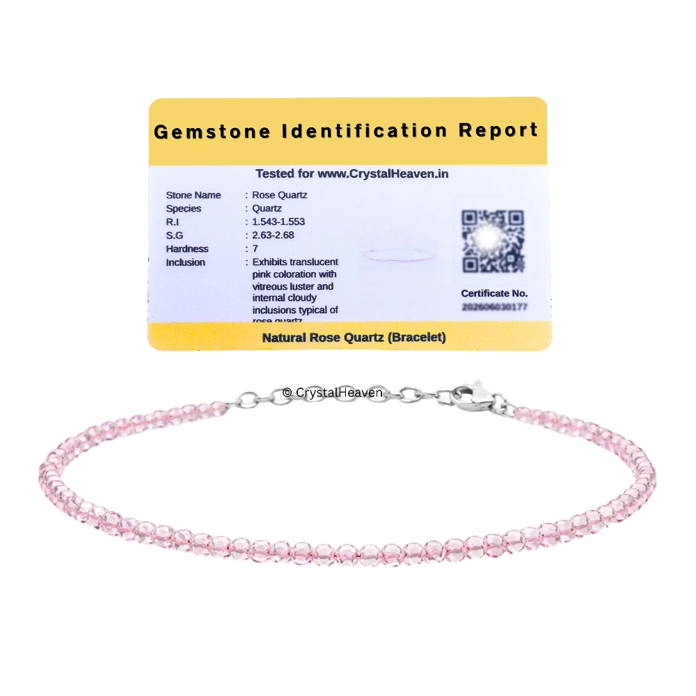 Rose Quartz Bracelets - 2mm Faceted Beads (Silver)