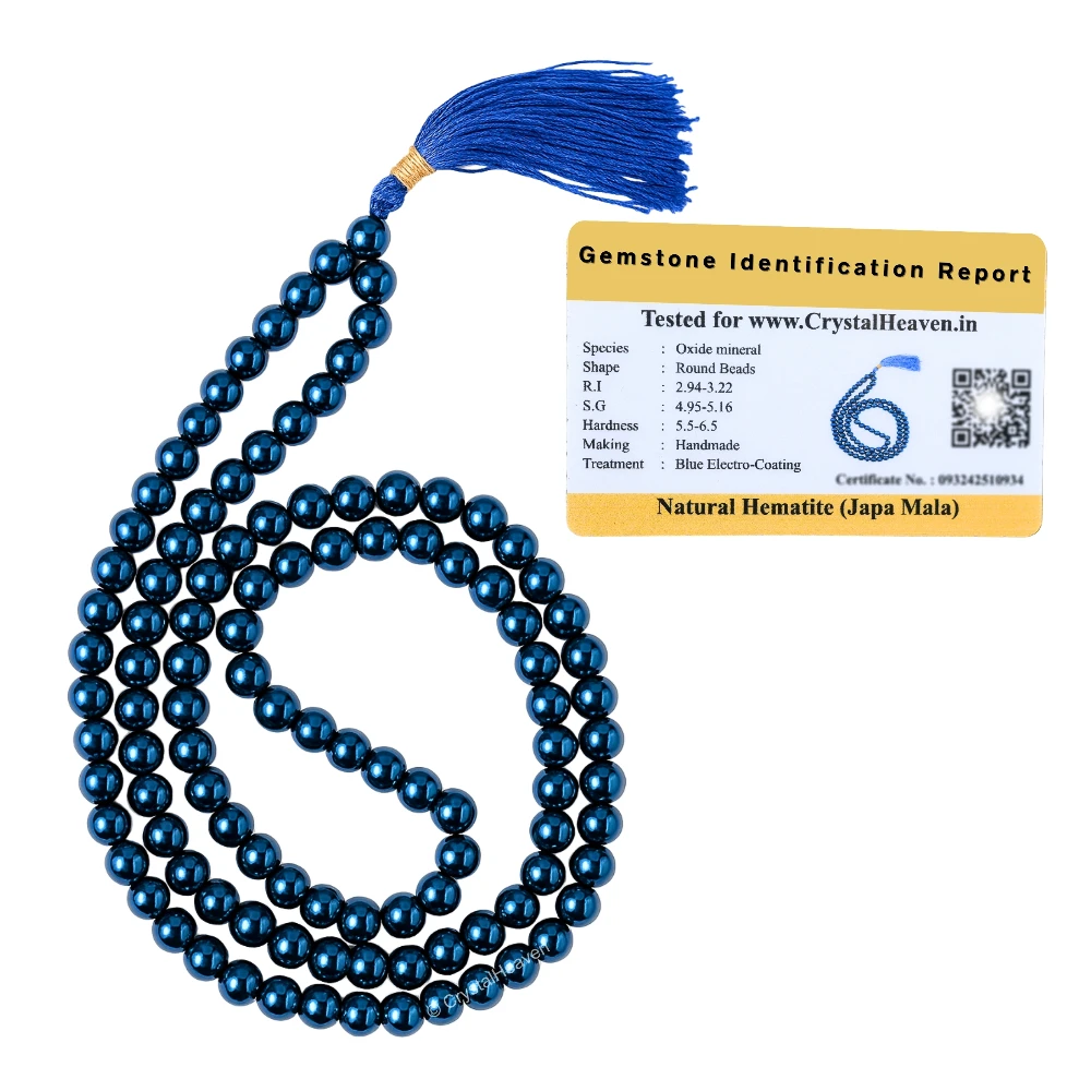 Blue Hematite Japa Mala (Without Knot)