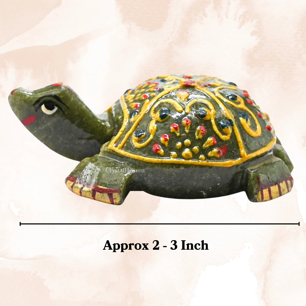 Vesuvianite Crystal Gemstone Hand Painted Tortoise (2-3 Inch)