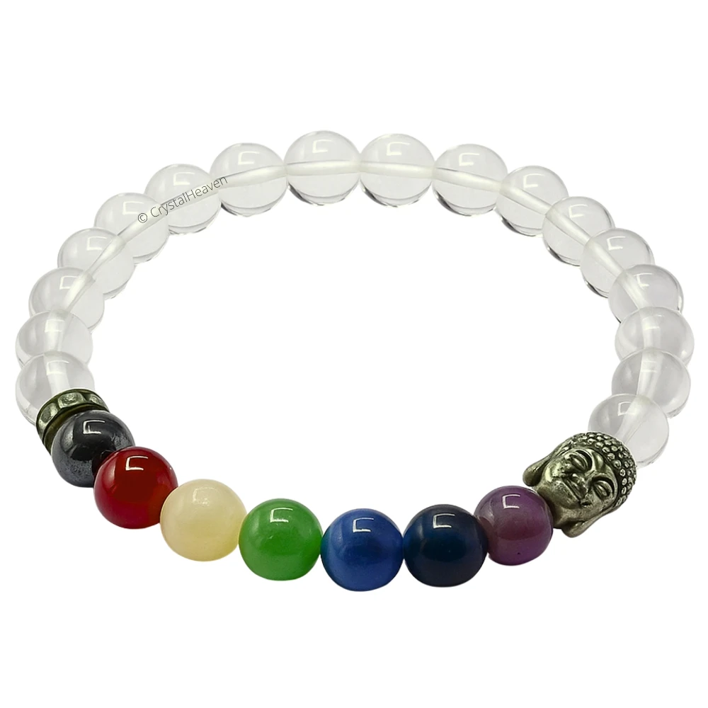 Clear Quartz Chakra with Buddha Bracelet (Elastic)