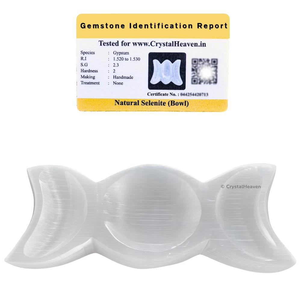 Selenite Crystal Charging Bowl - Triple Moon