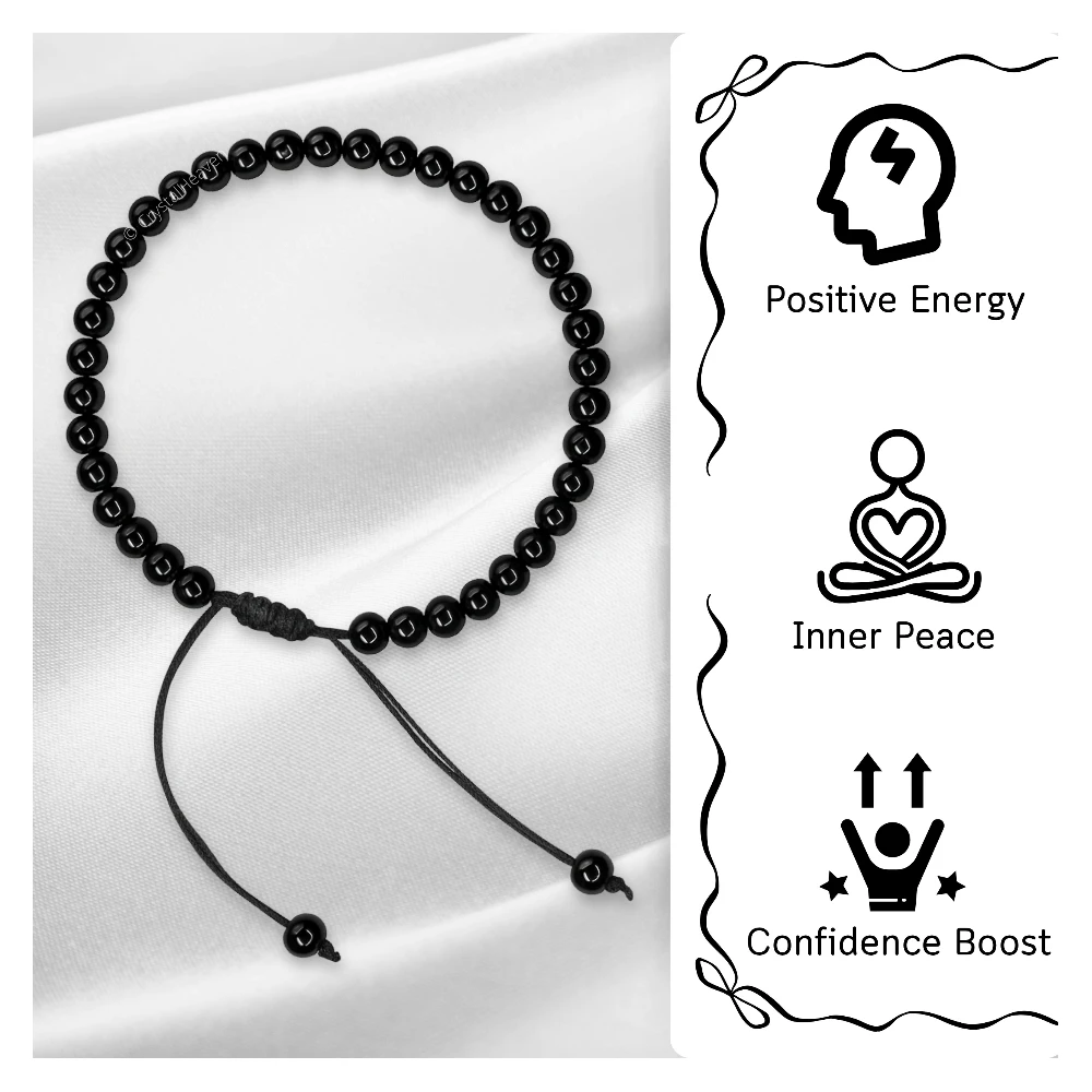 Black Obsidian Anklet (Without Knot)