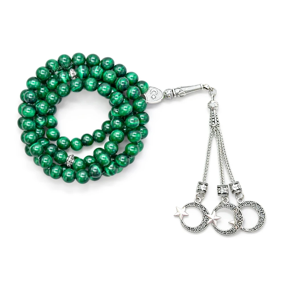 Malachite Crystal Tasbih (Silver)