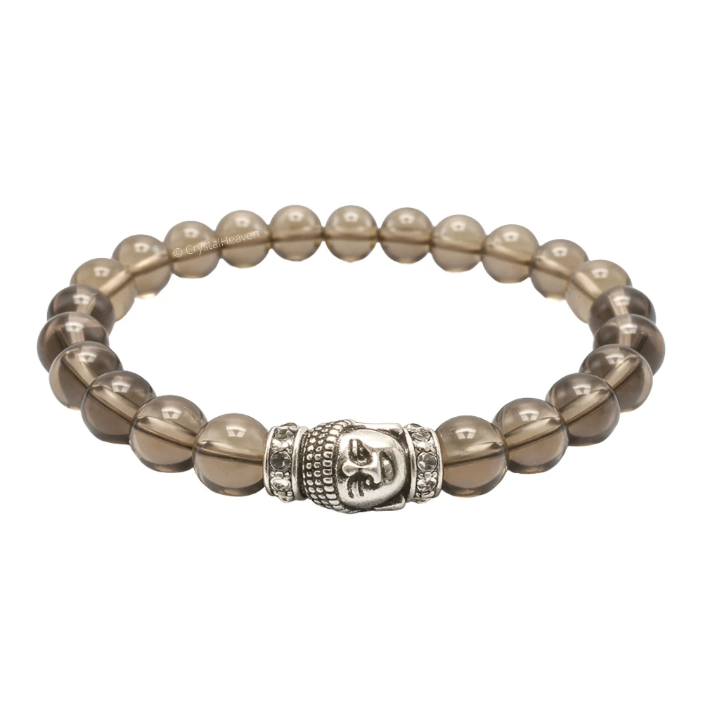 Smoky Quartz with Buddha Bracelet (Elastic)
