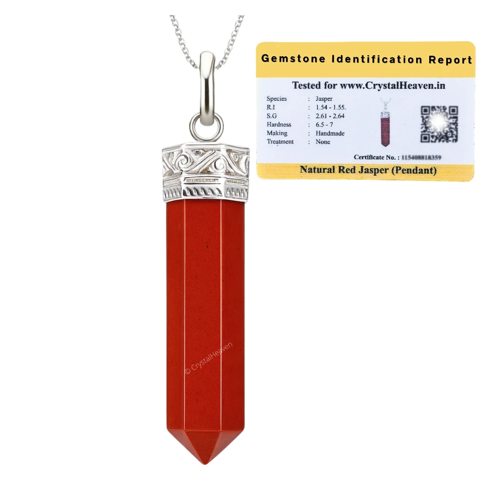 Red Jasper Necklace - Pencil Point (Silver)