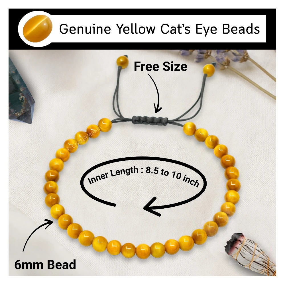 Yellow Cats Eye Anklet (Without Knot)