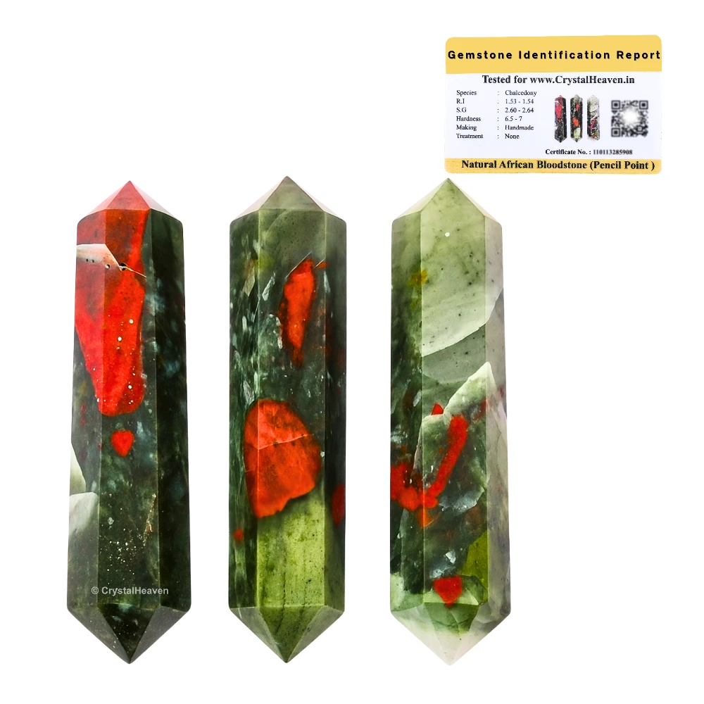 African Bloodstone Pencil Points (Double Terminated) (Set of 3)