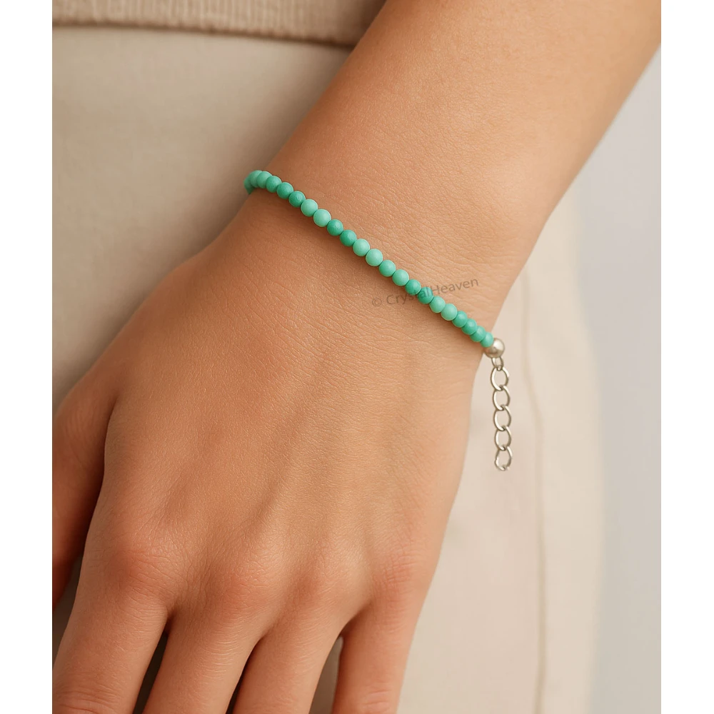 Amazonite Bracelets - 2mm Faceted Beads (Silver)