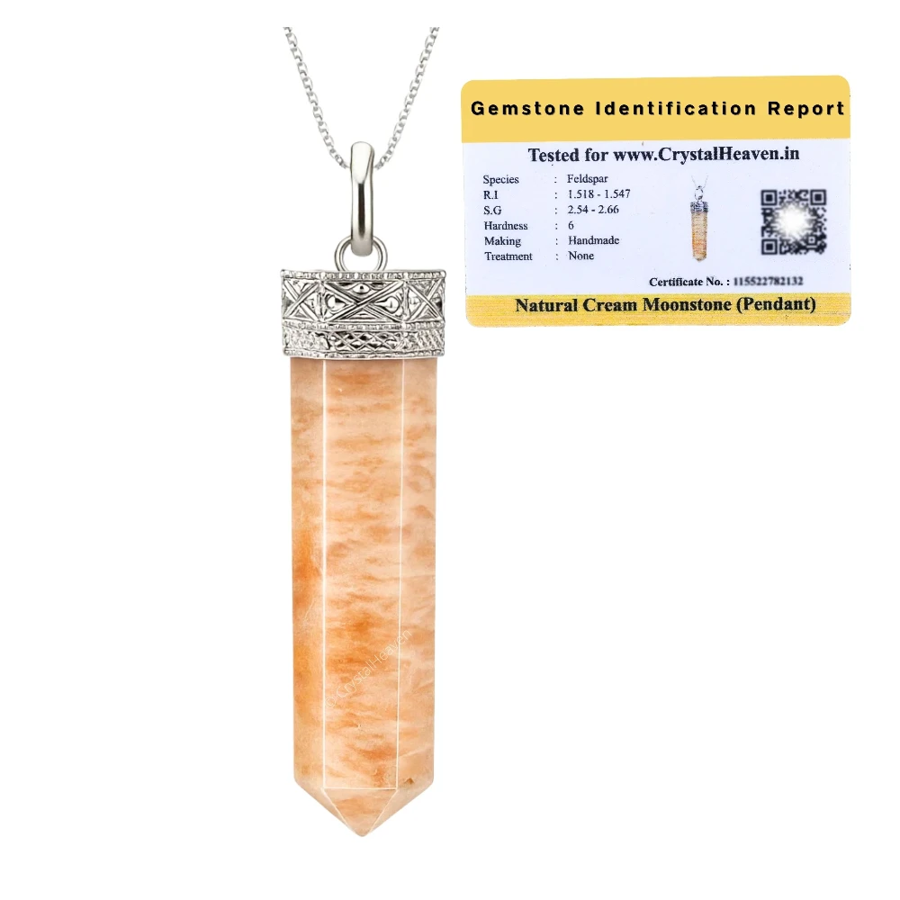 Cream Moonstone Necklace - Pencil Point (Silver)
