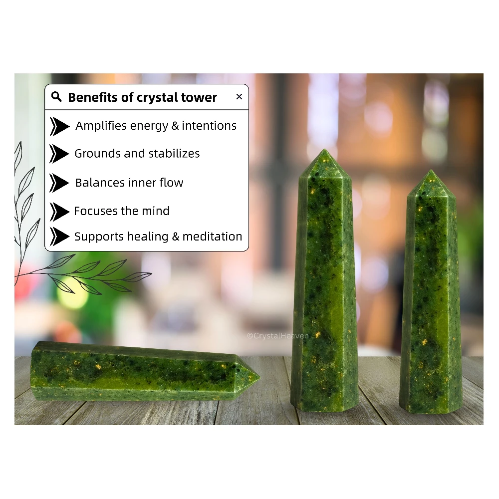 Green Jade Crystal Tower (3" to 4" inch)