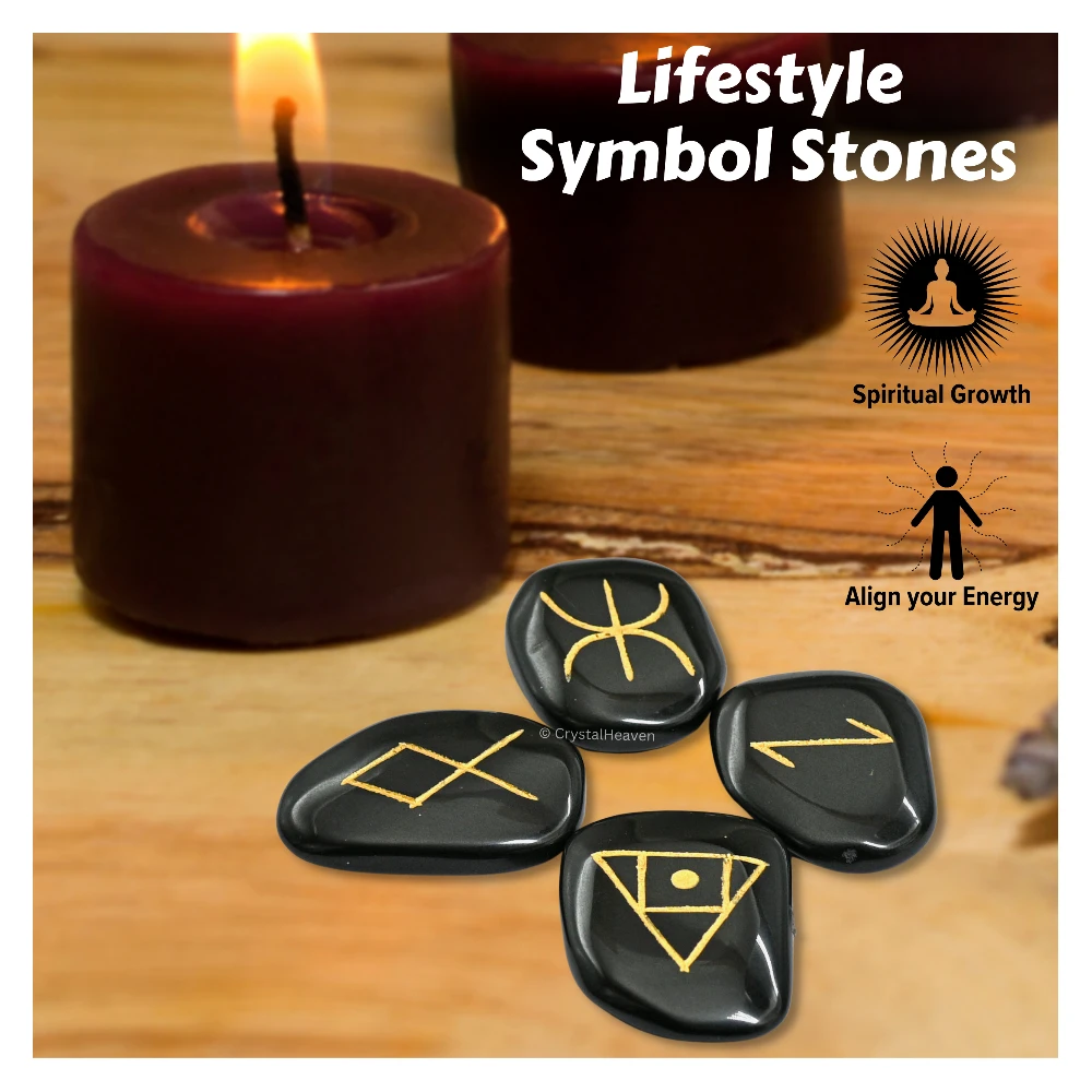 Black Agate Pagan Wiccan Stones (Set of 4)