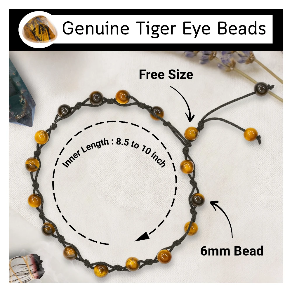Tiger Eye Anklet (Hand Knotted)