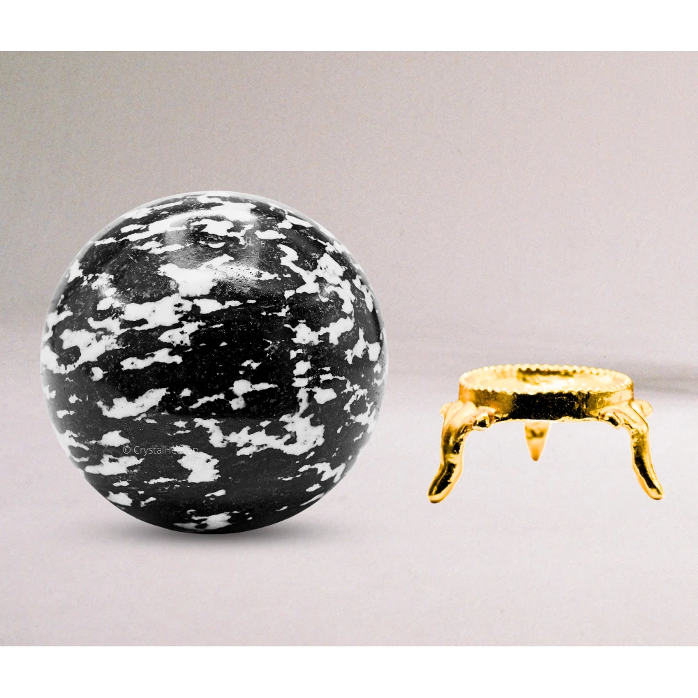 Large Black and White Tourmaline Sphere (2.5 Inch)