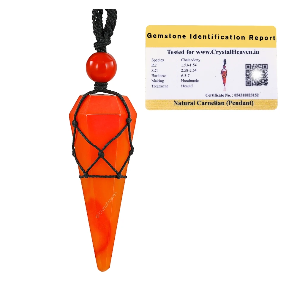 Carnelian Pendulum Pendant Necklace (Macrame)