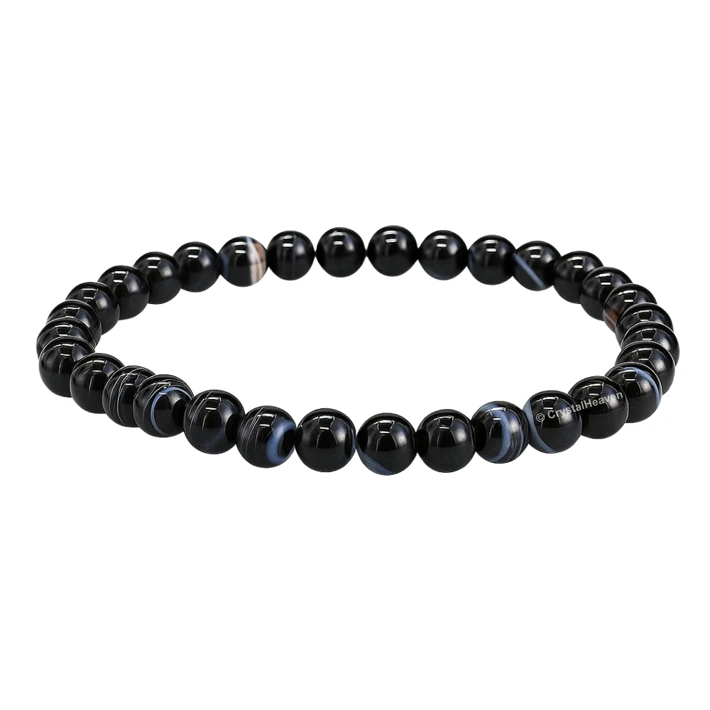 Black Hakik Healing Crystal Bracelets - 6mm Beads