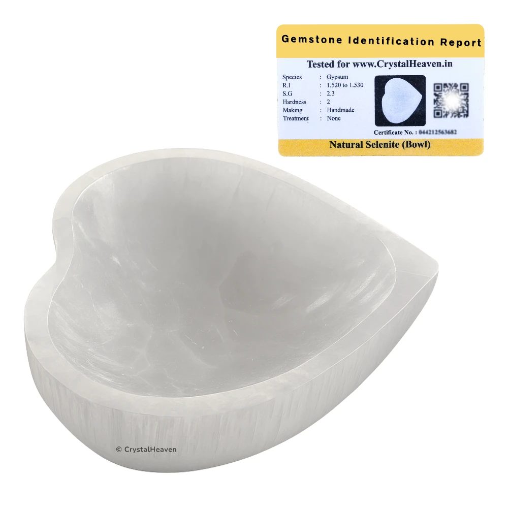 Selenite Crystal Charging Bowl - Heart