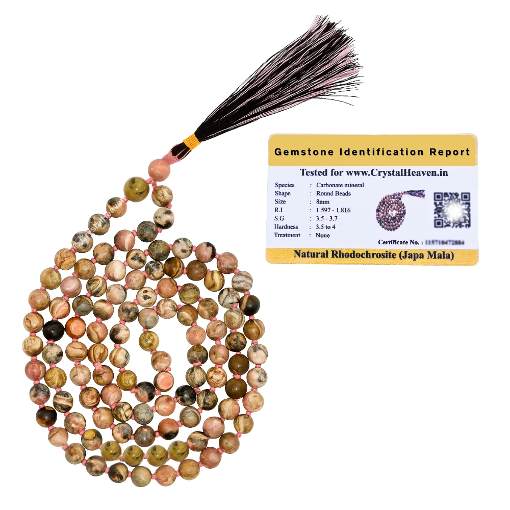 Rhodochrosite Japa Mala (Hand Knotted)