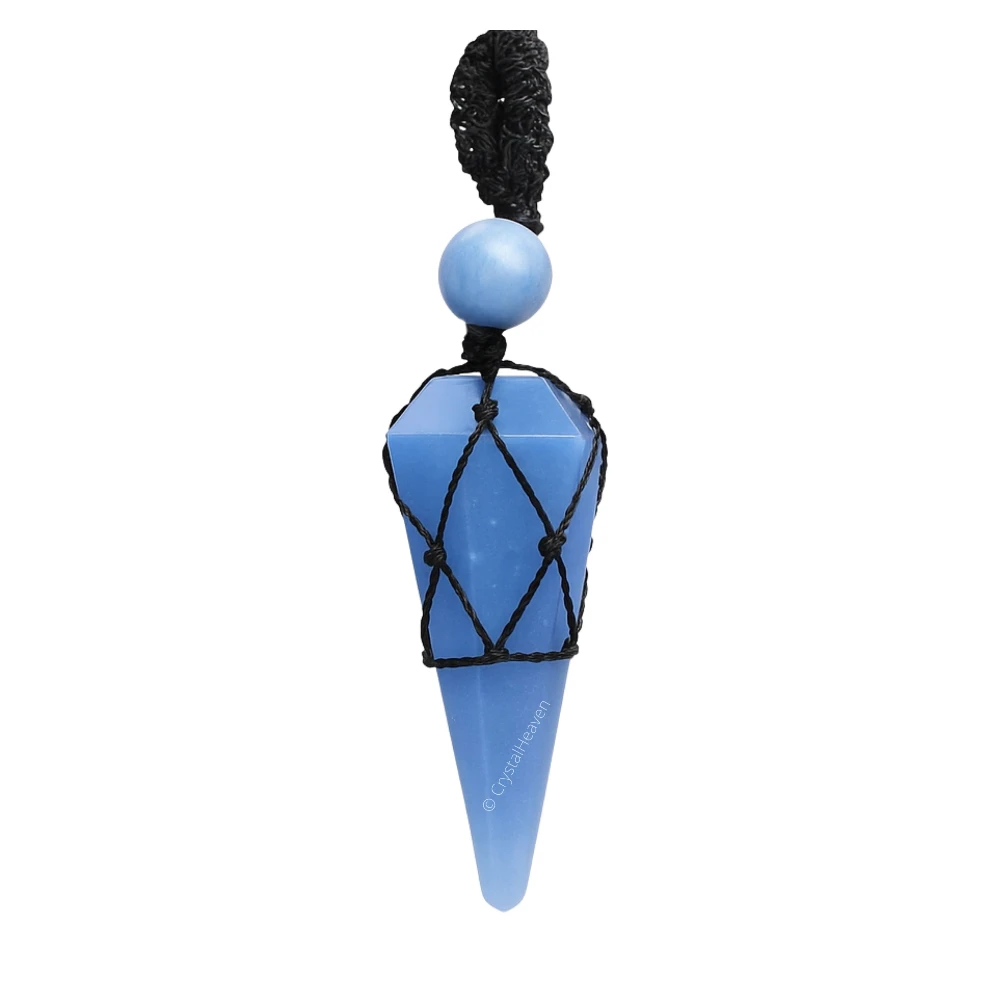 Angelite Pendulum Pendant Necklace (Macrame)