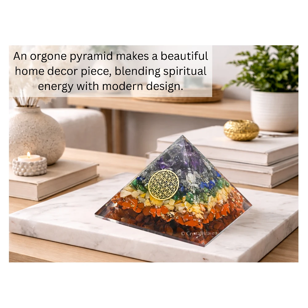 7 Chakra Orgone Pyramid (Small Flower Of Life)