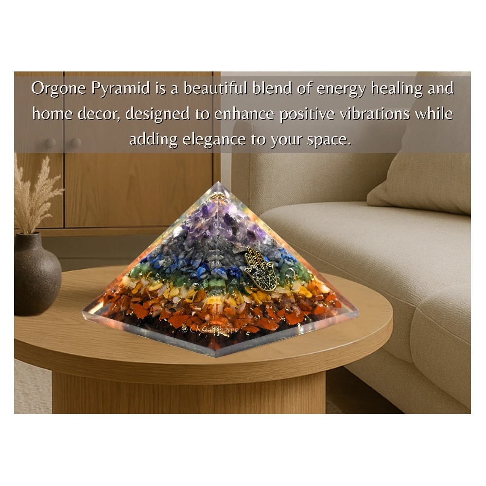 7 Chakra Orgone Pyramid (Small Hamsa)
