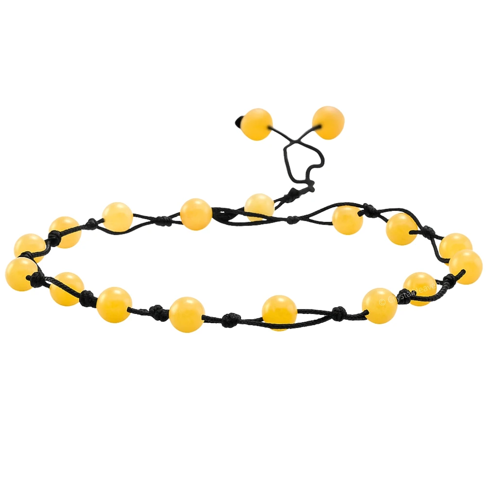 Yellow Calcite Anklet (Hand Knotted)