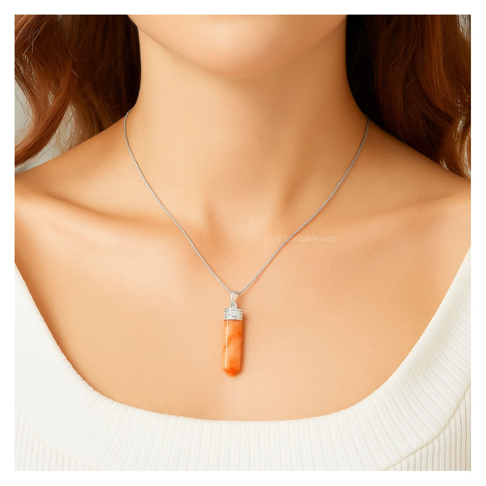 Sunstone Necklace - Pencil Point (Silver)