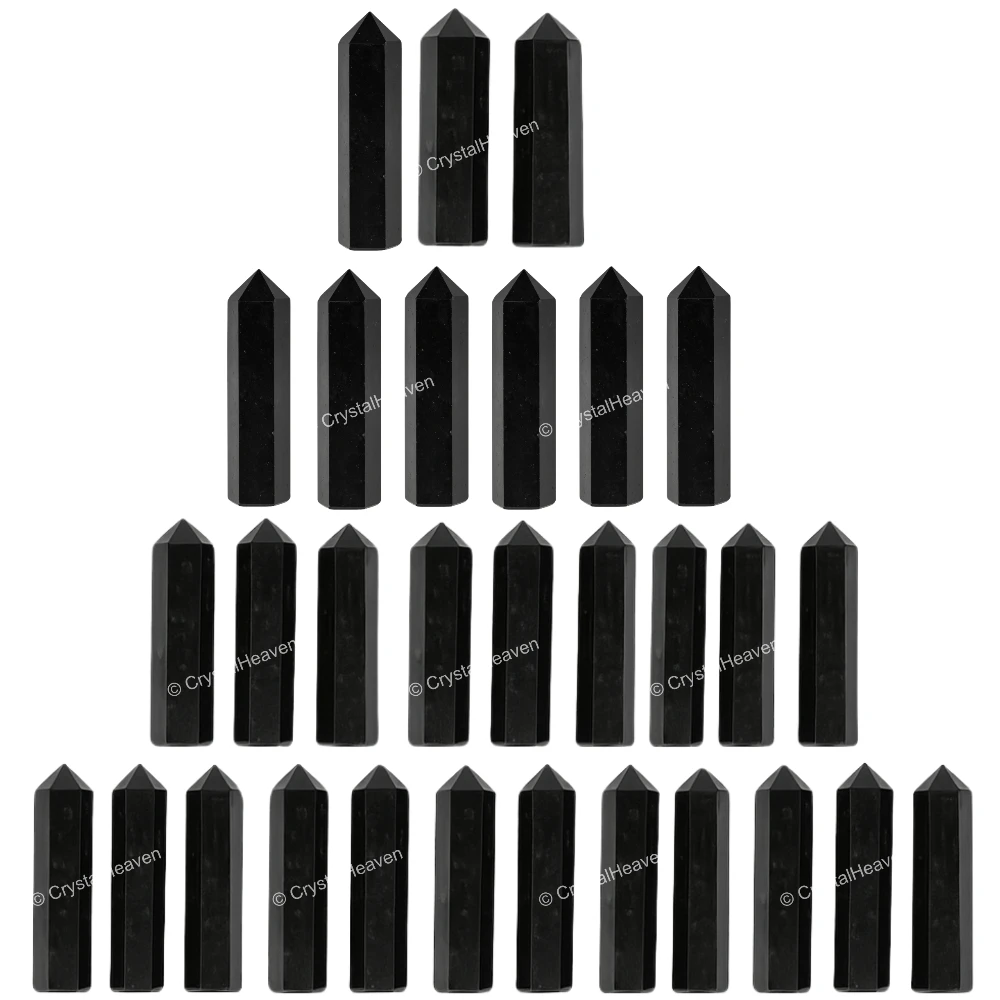 Black Tourmaline Pencil Points (Set of 10)