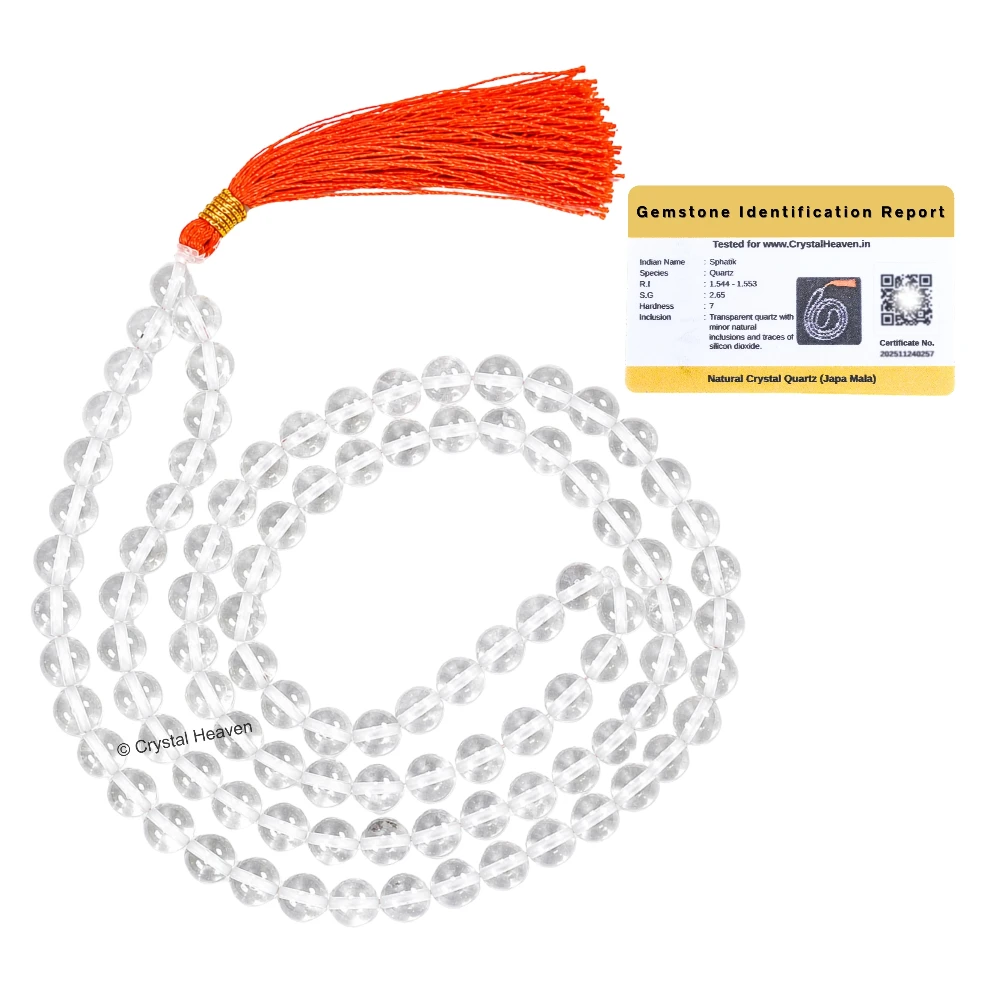 Sphatik Mala - A Grade 108 Beads (6mm) (Without Knot)