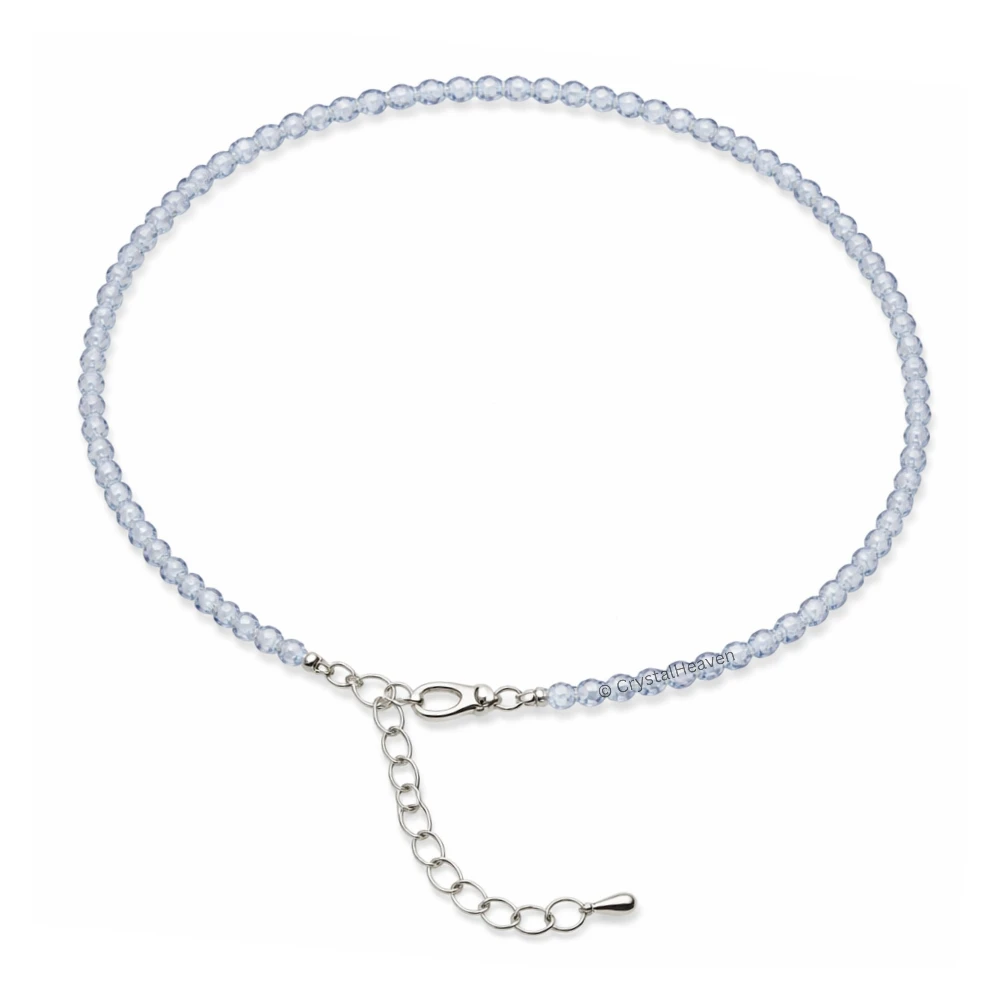Blue Lace Chalcedony Anklet - 2mm Faceted Beads (Silver)