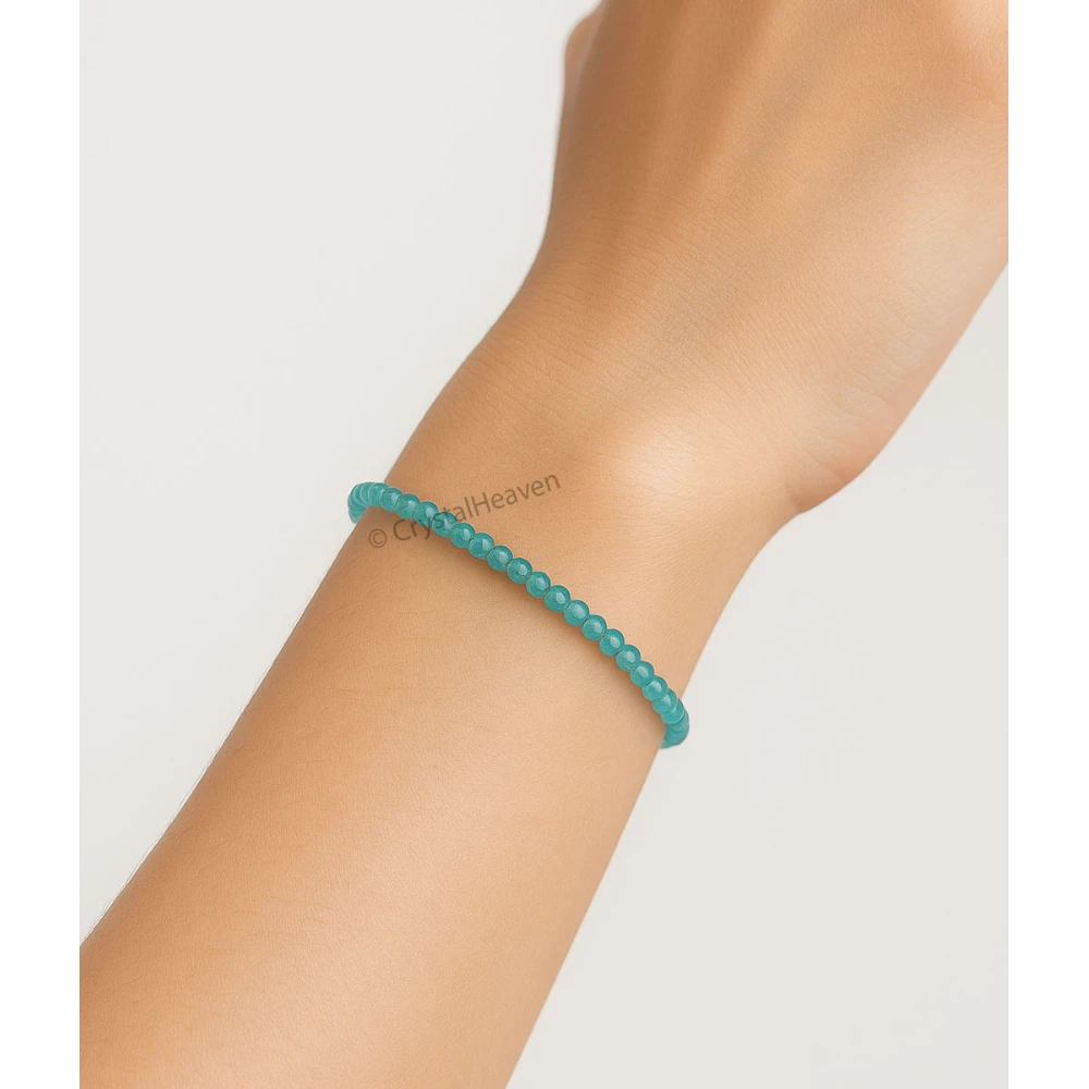 Green Chalcedony Bracelets - 2mm Faceted Beads (Silver)