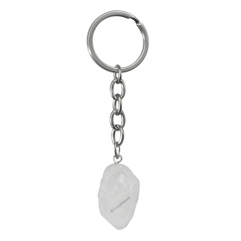 Clear Quartz Crystal Keychain (Raw)