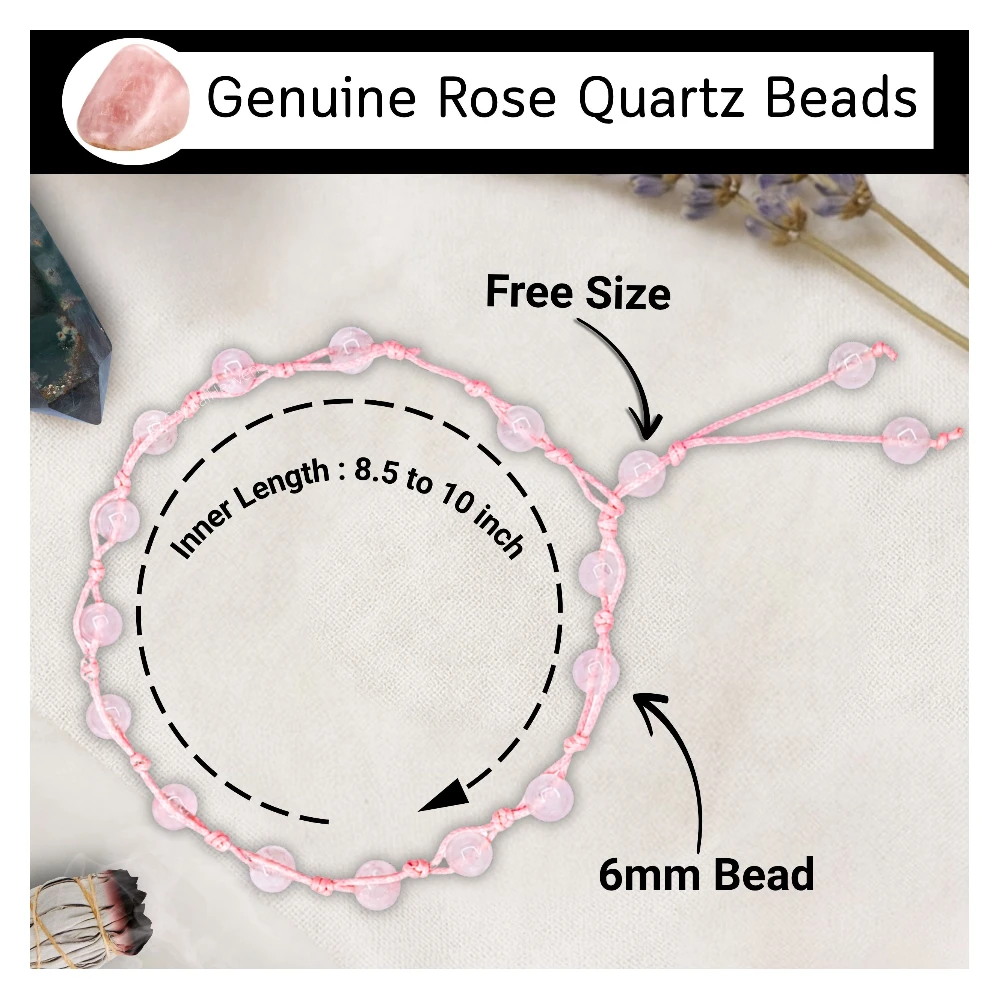 Rose Quartz Anklet (Hand Knotted)