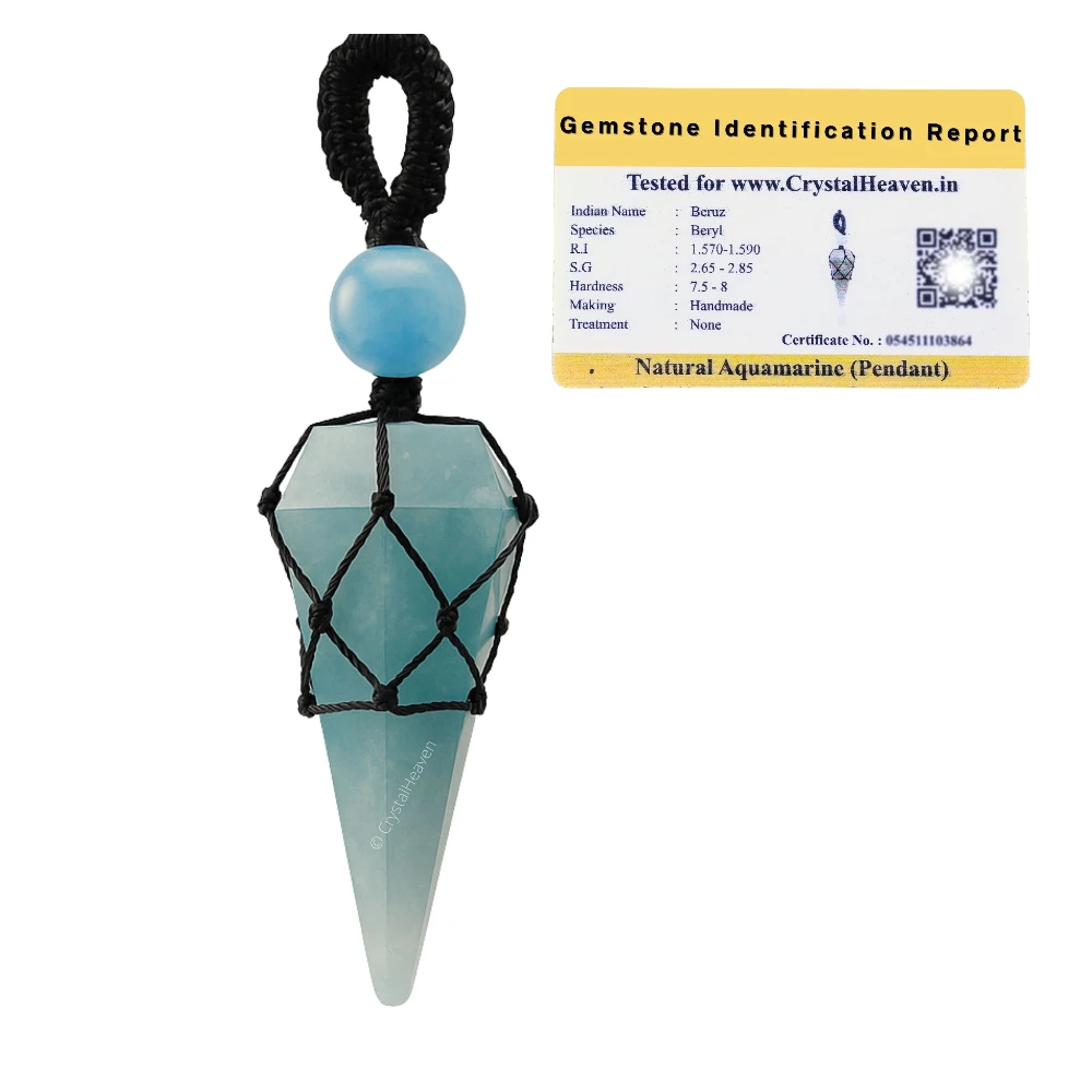 Aquamarine Pendulum Pendant Necklace (Macrame)