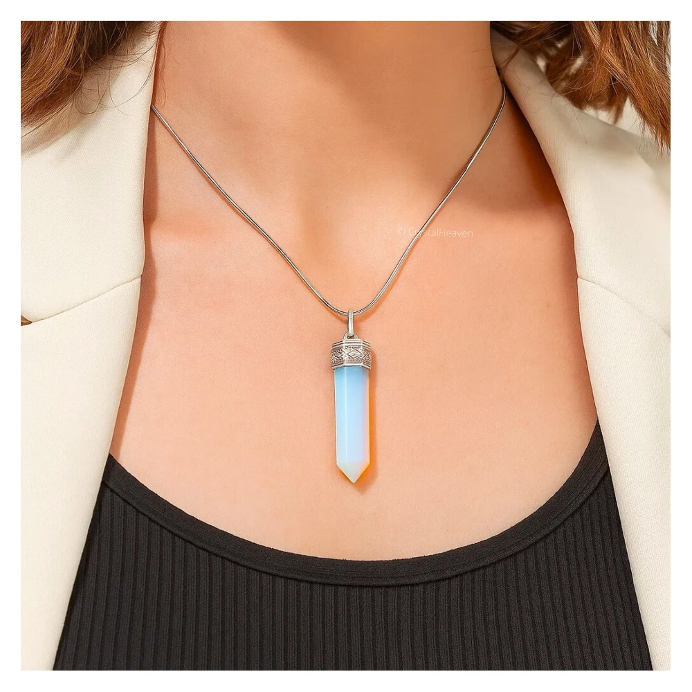 Opalite Necklace - Pencil Point (Silver)