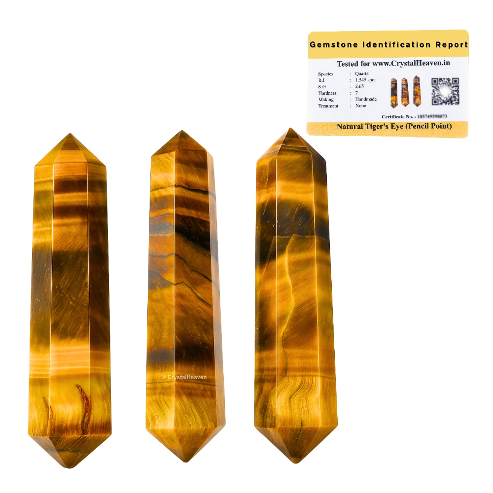 Tiger Eye Pencil Points (Double Terminated) (Set of 3)